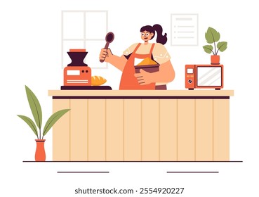 Bread Mill Vector Illustration featuring Wheat Sacks, Assorted Breads, and a Windmill for Bakery Products in a Flat Style Cartoon Background