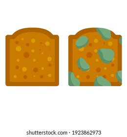 Bread with mold. Incorrect storage of the product. Fungus and rot. Sliced loaf for a sandwich. Flat illustration