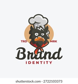 Brot Monster Chef Maskottchen Logo - Lustige Kreatur Bäcker Charakter mit Hut für Restaurant und Snack Markenidentität - Vektorgrafik