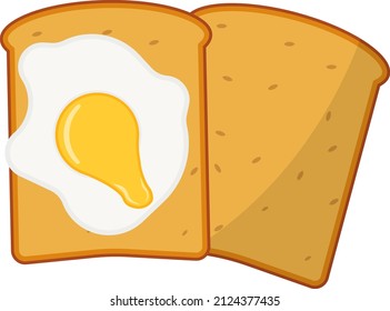 Bread Omelette, Illustration, Vector On A White Background.