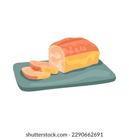 Bread on a board illustration in color cartoon style. Editable vector graphic design.