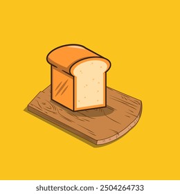 Bread on chopping board breakfast food illustration