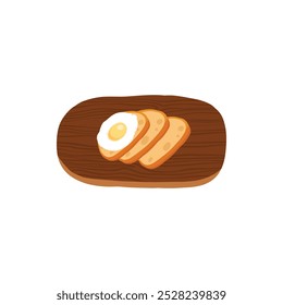 Bread on cutting board. Sliced farm grain rustic loafs on wooden board with knife, natural cereal bakery products, healthy food concept. Vector set on white background