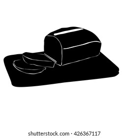 bread on desk silhouette on white background