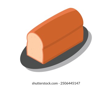 Bread on a lid. Simple flat illustration in isometric view. 