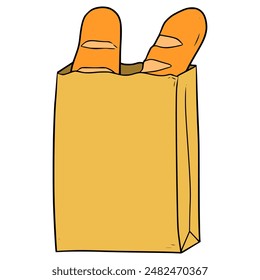 bread on paper bag illustration hand drawn isolated vector