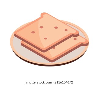 bread on saucer icon isometric