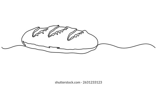 pan una línea de dibujo, una línea de pan pan pan pan, Una línea continua de dibujo de pan de pan largo, Continuo pro arte de dibujo Pan en forma de baguette, Boceto de línea negra simple de baguette francés rápido