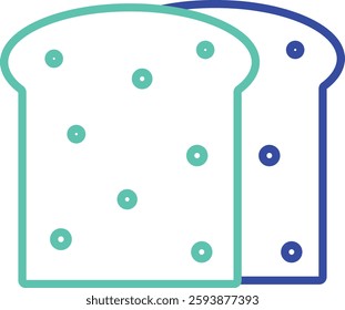 Bread outline dual color vector illustration icon design