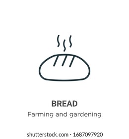 Bread outline vector icon. Thin line black bread icon, flat vector simple element illustration from editable farming concept isolated stroke on white background