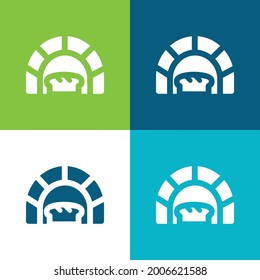 Bread Oven Flat four color minimal icon set