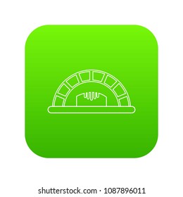 Bread oven icon green vector isolated on white background