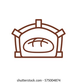 Bread in oven line icon. Sign for production of bread and bakery