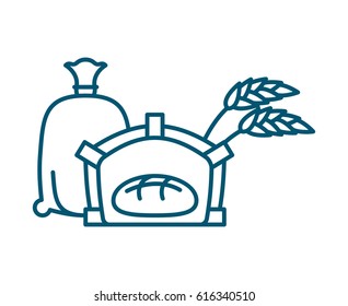 Bread in oven line icon. Sign for production of bread and bakery