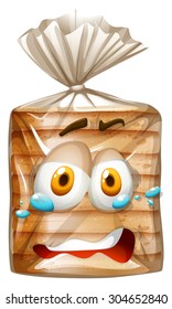 Bread package with scared face illustration