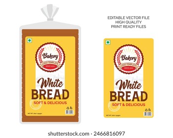 Bread packaging design template, bread and bakery products logo design sticker label design, fresh white brown and multigrain bread labels design editable vector print ready template file download