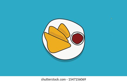 Bread Pakodas Hand Drawn Vector Illustration