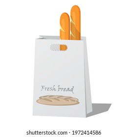 bread in paper bag isolated on white