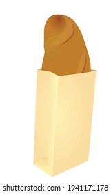 Bread in paper bag. vector illustration