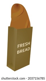 Bread in paper bag. vector illustration
