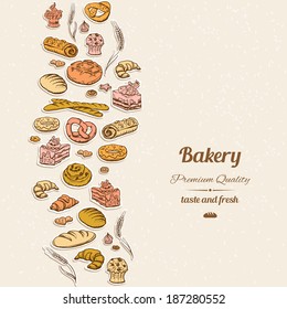 Bread and pastries background with place for text