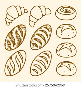 Bread and Pastry collections. Bread illustrations. Vintage Bakery Illustration Set. Bakery Collection Illustration.