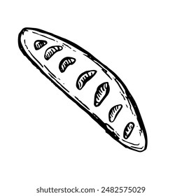Bread or pastry vector illustration in hand drawn sketch. Engraving element of wheat product for bakery shop.