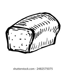 Bread or pastry vector illustration in hand drawn sketch. Engraving element of wheat product for bakery shop.