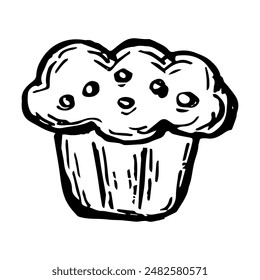 Bread or pastry vector illustration in hand drawn sketch. Engraving element of wheat product for bakery shop.
