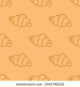 Bread pattern background. doodle croissant pattern background. bread seamless pattern background. bakery theme pattern. croissant background.
