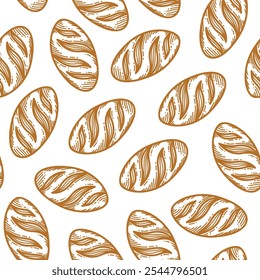 Bread pattern background. seamless pattern of bread. bakery theme pattern. seamless pattern with breads. vintage bread illustration.