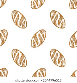 Bread pattern background. seamless pattern of bread. bakery theme pattern. seamless pattern with breads. vintage bread illustration.