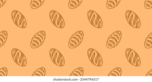 Bread pattern background. seamless pattern of bread. bakery theme pattern. seamless pattern with breads. vintage bread illustration.