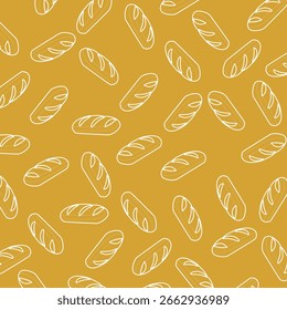 Bread pattern background. seamless pattern of Bread. food illustration for shop, bread house label, menu or packaging design.