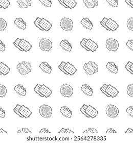 bread pattern. bakery seamless pattern. doodle bread seamless pattern. doodle bakery background