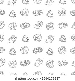 bread pattern. bakery seamless pattern. doodle bread seamless pattern. doodle bakery background