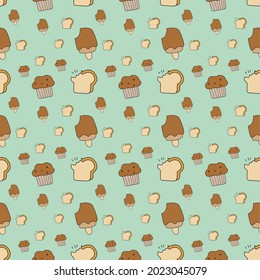 bread pattern Ice cream and mini cakes