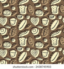Bread pattern , loaves, pies, Easter, verguns, vector illustration