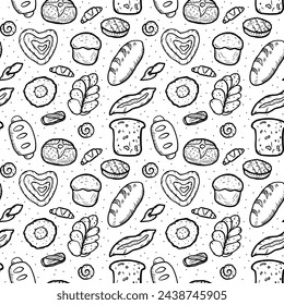 Bread pattern , loaves, pies, Easter, verguns, vector illustration