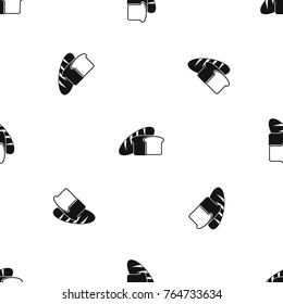 Bread pattern repeat seamless in black color for any design. Vector geometric illustration