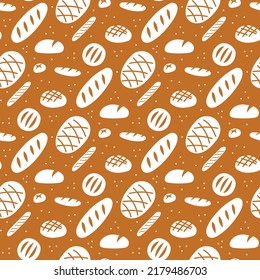 Bread pattern. Simple single color design for packaging, wrapping paper, bags, menu, branding for bakery or coffee shop.