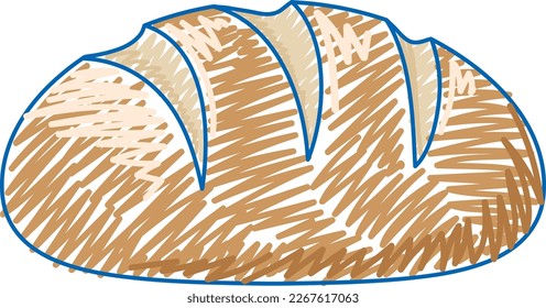 Bread in pencil colour sketch simple style illustration