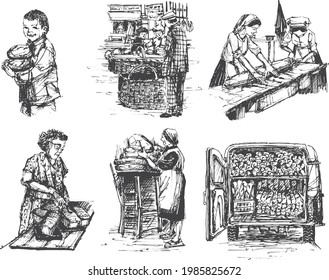 Bread for people life illustration in vintage style