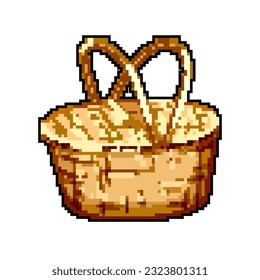 bread picnic basket game pixel art retro vector. bit bread picnic basket. old vintage illustration