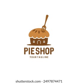 bread pie shop brown color bakery logo vector illustration