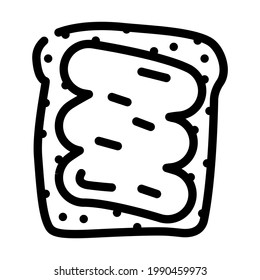 bread piece with peanut butter line icon vector. bread piece with peanut butter sign. isolated contour symbol black illustration