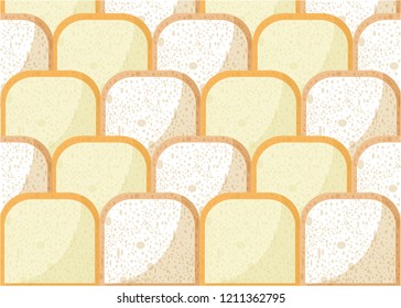Bread pieces pattern, with whole wheat bread, rye bread, yeast bread. Creative backdrop for web and print decoration . Vecor iilustration . 