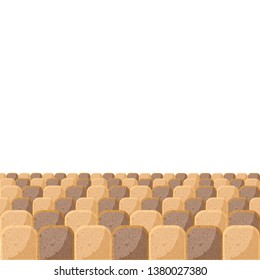 Bread pieces pattern, with whole wheat bread, rye bread, yeast bread. Creative backdrop for web and print decoration . Vector illustration. 
