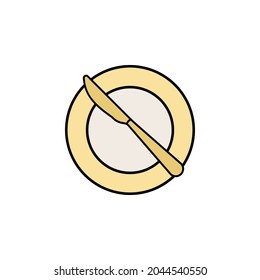 Bread plate, batter knife colored icon. Can be used for web, logo, mobile app, UI, UX