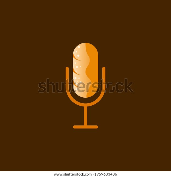Bread\
Podcast Logo. This logo incorporates an illustration of a bun and a\
microphone pole, which forms the microphone for the podcast.\
Suitable for podcast logos, music fields and\
more.